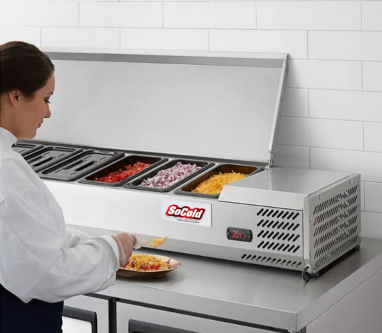 BUY | SHOP | OMCAN REFRIGERATED TOPPING RAILS WITH STAINLESS STEEL COVER. Standard Features: Digital LED temperature display; Stainless steel cover; Suitable for buffet 46657