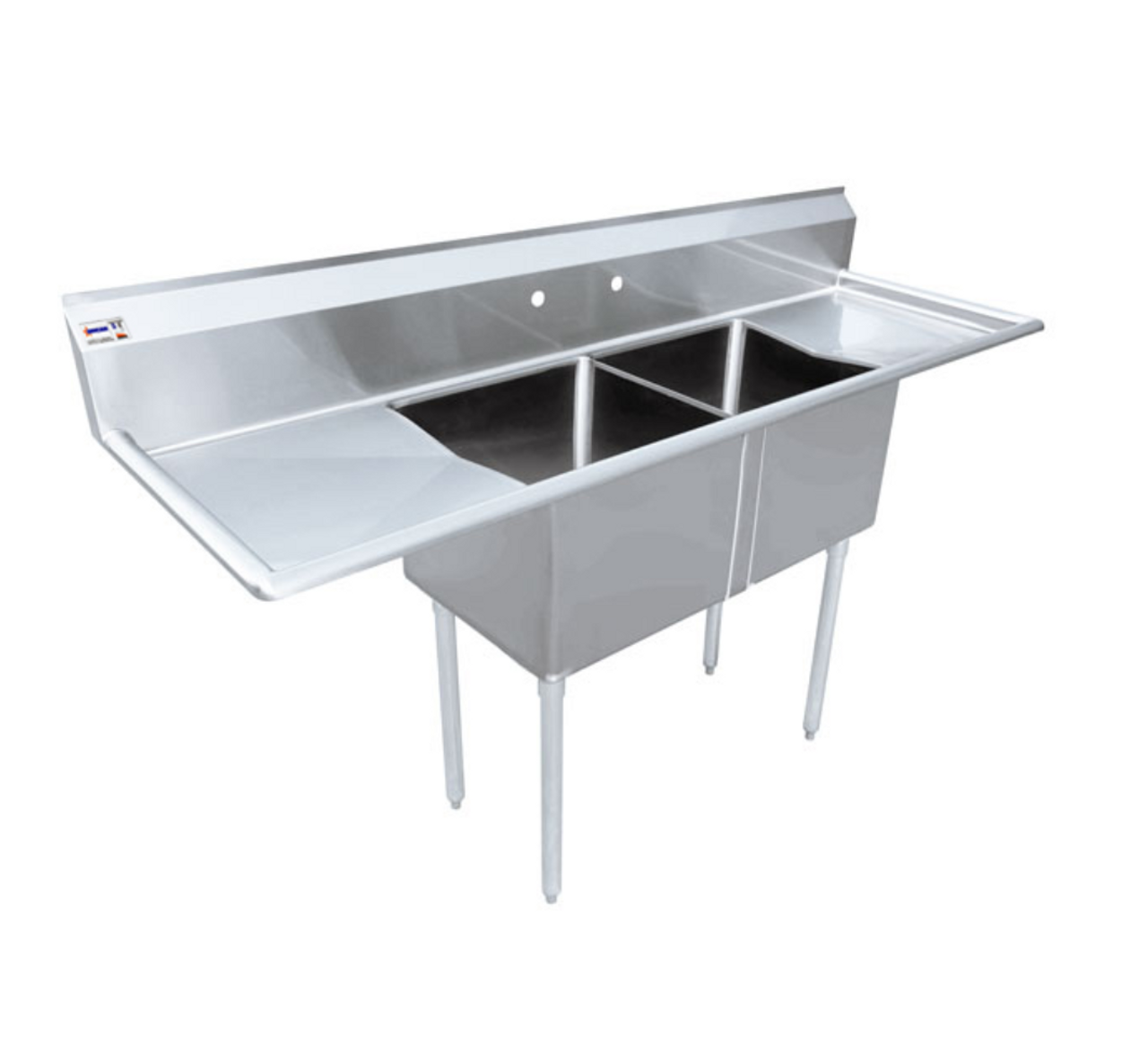 Buy | shop | 96", Two, Compartment, Sink, with, Center, Drain, and, Two, Drain, Boards, -24", x, 24", x, 14", Bowl, (43793),43793