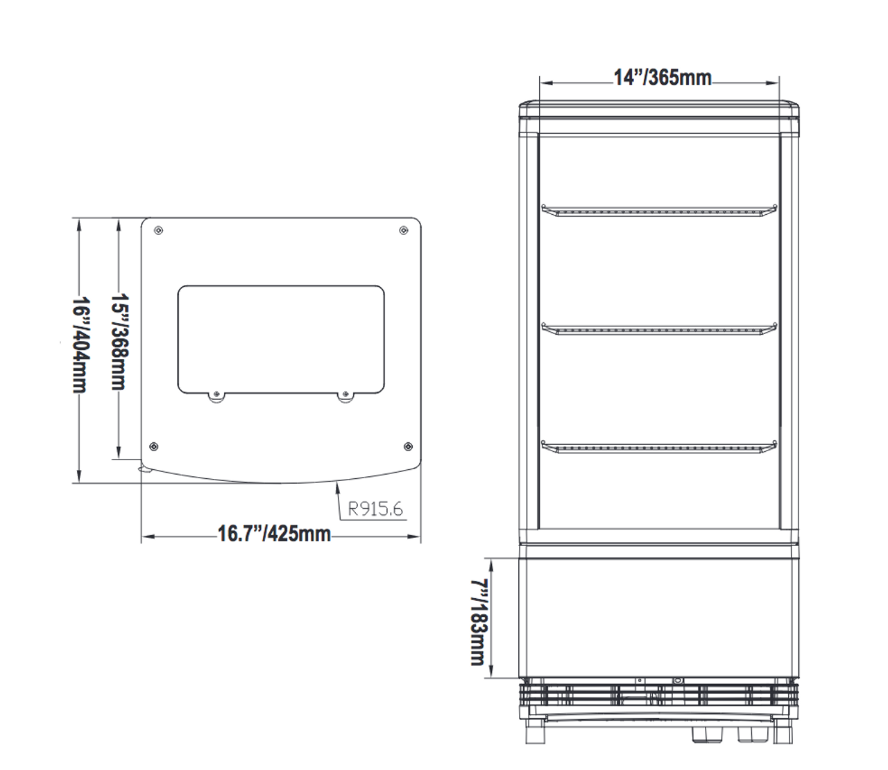 buy | shop | 17", Countertop, Four, Sided, Glass Refrigerated ,Showcase, 2.8 Cu. Ft,25826