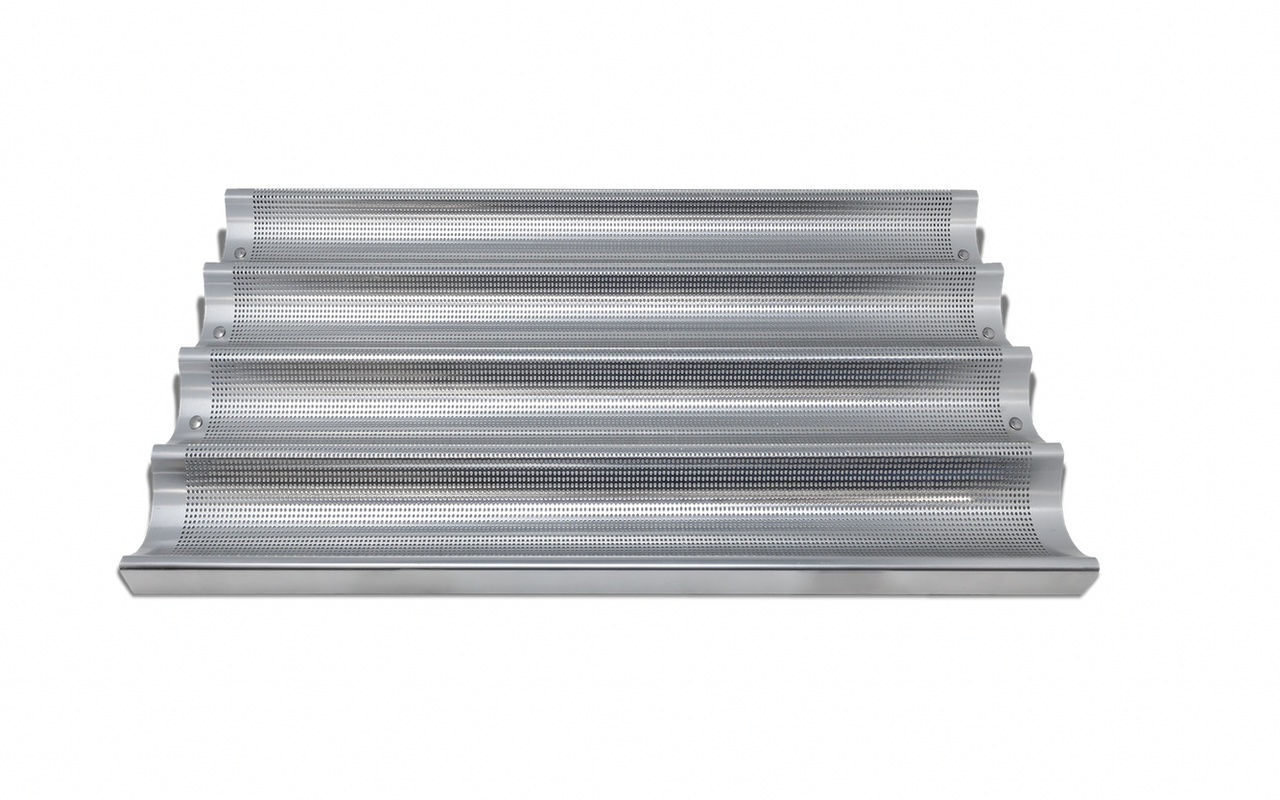 Buy | shop | 26", x 18", Glazed, Aluminum, Baguette,French, Bread ,Pan -,4,Loaf ,Compartments  , 81114
