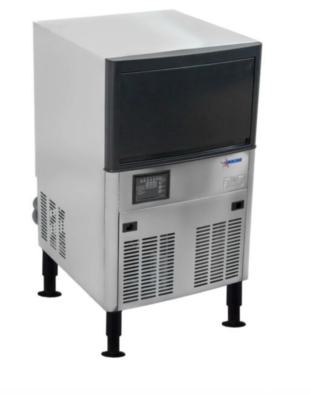 Product Overview

This high-capacity ice maker is built to deliver up to 121 lbs (55 kg) of ice per day and comes with a 40 lb (18 kg) storage bin. Ideal for parties, businesses, or daily use, it ensures a steady and dependable ice supply.

Thanks to its efficient output, you'll always have ice on hand—perfect for keeping drinks cold and guests satisfied. No more hassle of refilling trays—just consistent ice, ready when you need it.

Easy installation:
Quick to set up with only basic tools required, making it a convenient option for fast deployment in commercial or home settings.

Reliable ice production:
Provides a steady supply of ice to meet the needs of restaurants, cafés, offices, or entertainment spaces.

User-friendly control panel:
The digital display allows easy adjustments for power, ice thickness, cube size, and cleaning, suitable for users of all experience levels.

Low-maintenance design:
Engineered for simple upkeep, helping maintain peak performance with minimal effort.

Adjustable feet:
Height and level can be customized to ensure a stable fit across various floor conditions.

