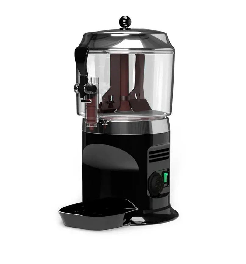 Delice is a professional countertop dispenser by Ugolini
for dispensing hot chocolate and other hot drinks with
varying densities. The Ugolini hot chocolate dispenser is a
versatile, reliable, space-saving and easy-to-use solution.
With a refined and stylish design, this hot chocolate
machine helps to increase sales with its ability to fully
display the product, offering a powerful way to increase
business for premises looking to excel. The 3- or 5-litre
container with integrated tap can be easily removed to
ensure complete cleaning of the machine. It can also be
removed easily, even when full, to ensure better storage of
the product when not in use. The Delice professional hot
chocolate maker, which is also available in stylish silver and
gold versions, can also be customised on request for better
product messaging.