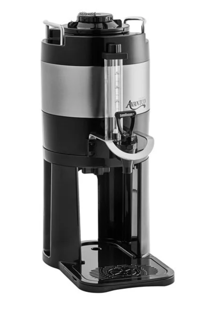 replacement for Wilbur Curtis TXSG0101S600 Details

Keep an extra server on-hand for peak hours or replace an existing server with this Curtis TXSG0101S600 1 gallon ThermoPro server with stand! This stainless steel server locks in heat and flavor with its vacuum sealed design, while a sight glass lets you easily see how much coffee is left in the pot. The included base provides approximately 8 7/8" of clearance for serving, and a built-in drip tray catches any spillage.

Overall Dimensions:
Left to Right: 9 1/8"
Front to Back (including drip tray): 14 3/8"
Height: 21 1/4"