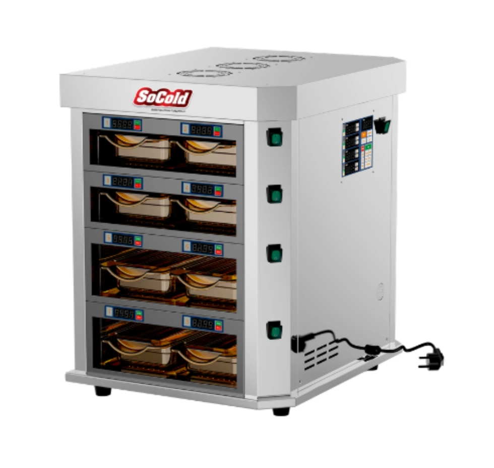 21″ Vertical 4-Channel Countertop Food Warmer is engineered to keep a variety of hot dishes at their ideal serving temperature—without taking up valuable kitchen real estate. Housing up to four full-size (or eight half-size) hotel pans in a sleek vertical stack, this unit uses advanced heating-film technology to deliver rapid, even heat across each channel.