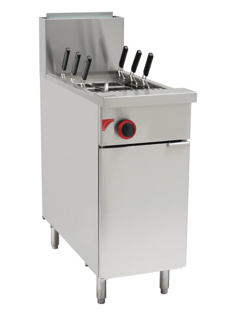 Product Overview

Ideal for preparing large quantities of pasta, this pasta cooker enhances efficiency in commercial kitchens.

Whether you're making traditional spaghetti or unique pasta dishes, this pasta cooker is a dependable and practical asset for any professional kitchen environment.


    Compact design seamlessly integrates into your kitchen setup while offering ample space to cook multiple pasta batches simultaneously.

    Sturdy stainless steel build guarantees durability and simplifies cleaning and maintenance, essential in bustling kitchen settings.

    Robust 70,000 BTU heating capacity tailored for natural gas use, ensuring quick heating and consistent, efficient cooking every time.

    Impressive 11-gallon capacity and 6 stainless steel baskets included, you can effortlessly prepare various pasta types or multiple batches with ease.