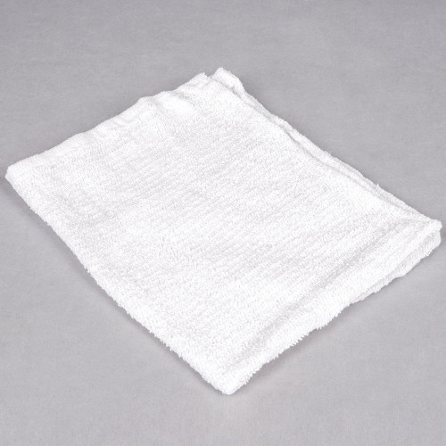 Cotton Ribbed Terry Bar Towel - 12/Pack-16" x 19" White -24 oz. 100% 