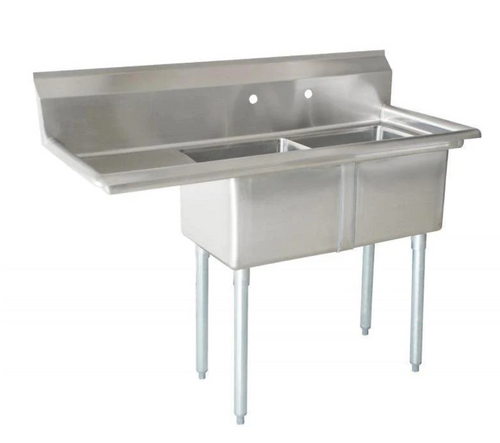 buy | shop | 24" x 24" x 14" Two Tub Sink with Corner Drain and Left Drain Board - 25256