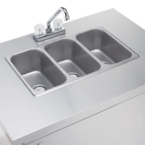 Triple Bowl Portable Hand Sink Cart-Crown Verity CVPHS-3 
