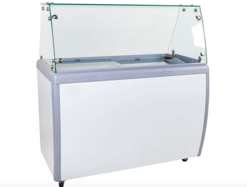 50" Ice Cream Dipping Freezer with Flat Sneeze Guard