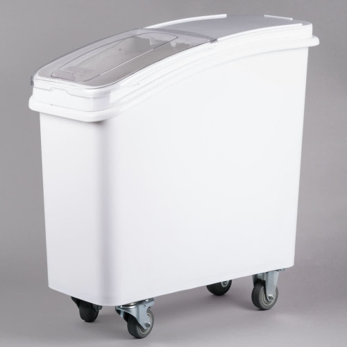  White Mobile Ingredient Storage Bin with Lid-Baker's Mark 21 gl