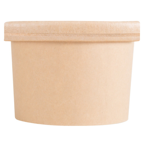 Kraft Compostable Paper Soup / Hot Food Cup with Vented Lid - 250/Case-Eco 12 oz. 
