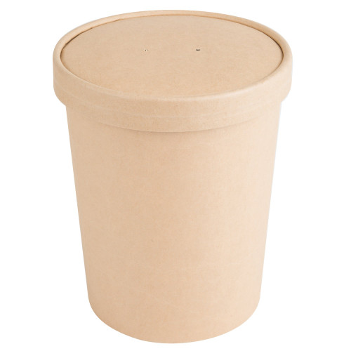buy | shop | Kraft Compostable Paper Soup / Hot Food Cup with Vented Lid - 250/Case-Eco 32 oz. 