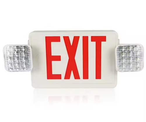 Red LED Exit Sign / Emergency Light Combo with Adjustable Arrows and Ni-Cad Battery Backup - 4.2 Watt Unit