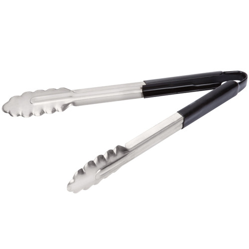 buy | shop | Stainless, Steel, Black, Scalloped, Coated, Handle, Tong, 12", (3384), 3384, sltg812k