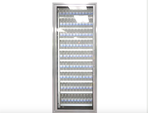 Classic Plus 30" x 72" Walk-In Freezer Merchandiser Door with Shelving - Anodized Satin Silver, Left Hinge-Styleline CL3072-LT 
