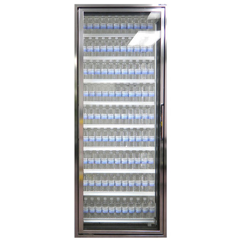 Classic Plus 30" x 72" Walk-In Freezer Merchandiser Door with Shelving - Anodized Bright Silver, Left Hinge-Styleline CL3072-LT 