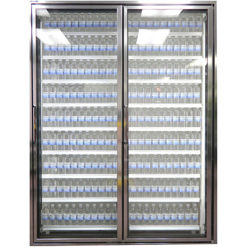 Classic Plus 24" x 72" Walk-In Freezer Merchandiser Doors with Shelving - Anodized Bright Silver, Right Hinge - 2/Set-Styleline CL2472-LT 