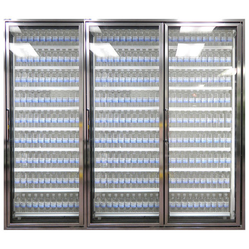 Classic Plus 30" x 80" Walk-In Freezer Merchandiser Doors with Shelving - Anodized Bright Silver, Right Hinge - 3/Set-Styleline CL3080-LT 