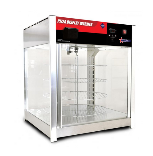 BUY | SHOP | This pizza display warmer is designed to merchandise products with even temperature and humidity. It features tempered glass panels and digital controls for ACCURACY 41468 4-Tiered Pizza Merchandiser with Four 18" Pizza Racks - 110V-41468 (41468)