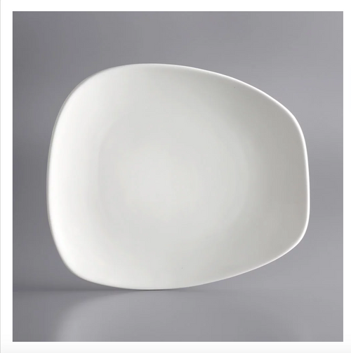 10 1/2" x 9 1/4" Cream White Asymmetric Plate - 12/Case