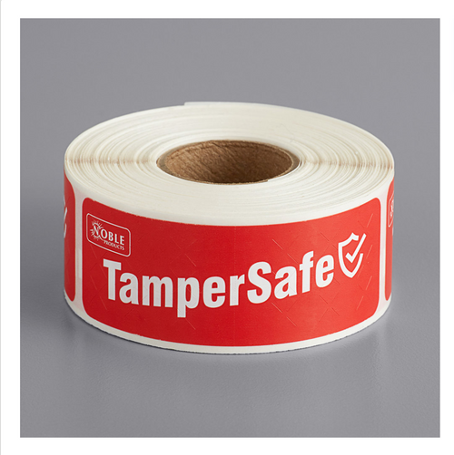 Customizable Red Paper Tamper-Evident Label - 250/Roll-TamperSafe 1" x 3" 