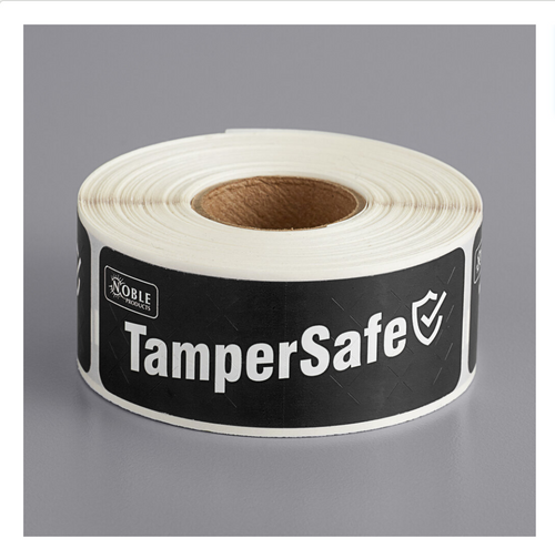 Customizable Black Paper Tamper-Evident Label - 250/Roll-TamperSafe 1" x 3" 