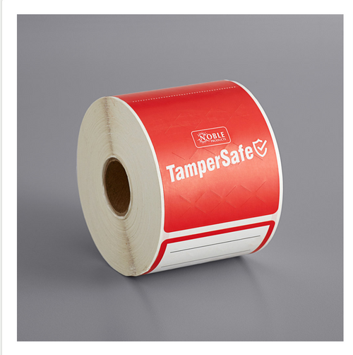 Customizable Red Paper Tamper-Evident Label - 250/Roll-TamperSafe 2 1/2" x 6" 