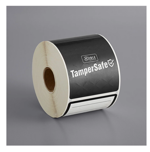 Customizable Black Paper Tamper-Evident Label - 250/Roll-TamperSafe 2 1/2" x 6" 