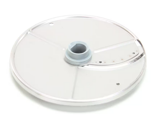 Easily slice an array of vegetables, squash, and even nuts with the Robot Coupe 27086 slicing disc! This disc creates a 1/8" (3 mm) slice that's great for use when making salads, garnishes, ice cream toppings, and more. The 27086 is compatible with select Robot Coupe food processors.