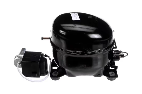 The Atosa W0201044 Cubigel Compressor 115-127V 60Hz MBF8001GR MCF870 works by pumping a refrigerant in a closed system to cool glassware in a very short time. This cooling system involves the use of a Cubigel compressor to compress gas, which expands and gathers heat to form a layer of frost on mugs or plates. The unit is usually placed under a commercial bar counter or side by side with draft beverage systems. This commercial appliance has a stable internal condition, which is applicable in service settings that demand frosted presentation of beers or cocktails.