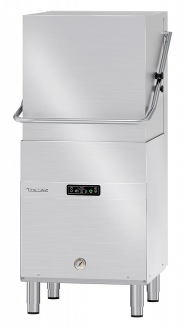 60 years of experience with evolving technology has produced the
HANDY H110E-A. Thesis offers a professional wash system, designed and
created to provide excellent cleaning, hygiene and brightness. The HANDY
hood-type dishwasher is an ideal solution for establishments that have to
wash different types of dishes, glasses and hotel/gastronorm pans. Simple to
use for heavy duty applications with low maintenance. We guarantee an
impeccable wash quality, which can meet even the needs of the most
sophisticated customers.
Functions and benefits without compromise, all with lower
running costs and at a very reasonable price.
Stainless steel: Adjustable rotation speed rinse arms, integral tank filter,
Detergent injector welded to the tank.
ETL Sanitation: Programmed to guarantee the perfect sanitation result at
high rinse temperatures. This model is ETL and ETL Sanitation certified as it
meets the requirements of the NSF/ANSI 3 rule. The washing cycles have
been specifically designed to make the dishwasher compliant with the NSF
hygienic safety standards, recognized by the American National Standards
Institute (ANSI).
Multi power: Adapt the power level to your needs (field convertible).
LCD controls: Simple digital control panel with digital temperature display
for intuitive and user-friendly operation.