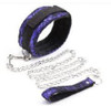 Plush Lace Collar & Leash w/Metal Chain - Blue