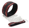 Plush Lace Collar & Leash w/Metal Chain - Red