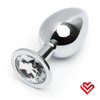 Stainless Steel Anal Plug with Clear Diamond - Medium Stainless Steel Anal Plug with Clear Diamond - Medium