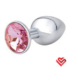 Stainless Steel Anal Plug with Pink Diamond - Medium