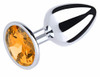 Stainless Steel Anal Plug with Yellow Diamond - Medium