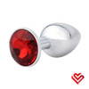 Stainless Steel Anal Plug with Red Diamond, Medium Stainless Steel Anal Plug with Red Diamond, Medium