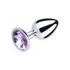 A photo of the Dreamers Signature Stainless Steel Anal Plug with Purple Diamond, Medium A photo of the Dreamers Signature Stainless Steel Anal Plug with Purple Diamond, Medium