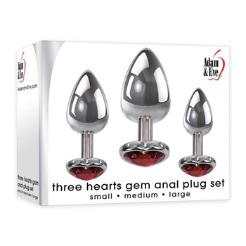 triple plug anal 3 Hearts Gem - Anal Plug Set - Red