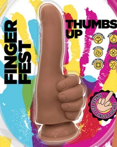 FINGER FEST- THUMBS UP DILDO- TAN COLOR