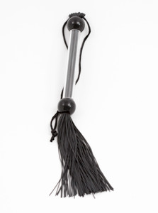 A photo of the Dreamers Signature Silicone Flogger w/Two Beaded Handle - Black A photo of the Dreamers Signature Silicone Flogger w/Two Beaded Handle - Black