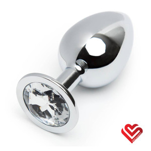 A photo of the Dreamers Signature Stainless Steel Anal Plug with Clear Diamond - Medium A photo of the Dreamers Signature Stainless Steel Anal Plug with Clear Diamond - Medium