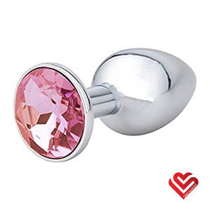 A photo of the Dreamers Signature Stainless Steel Anal Plug with Pink Diamond - Medium A photo of the Dreamers Signature Stainless Steel Anal Plug with Pink Diamond - Medium