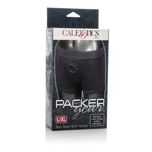 A photo of the Packer Gear Black Boxer Brief Harness - L/XL