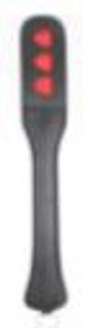 A photo of the Dreamers Signature Triple Heart Long Paddle w/Impression - Black & Red