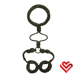 A photo of the Dreamers Signature Neck & Hand Rope Restraints - Black