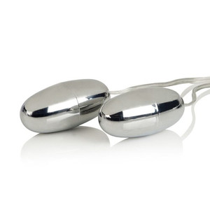 A photo of the Pocket Exotics Vibrating Double Silver Bullets A photo of the Pocket Exotics Vibrating Double Silver Bullets