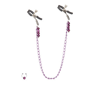 A photo of the Nipple Play Purple Chain Nipple Clamps - Black A photo of the Nipple Play Purple Chain Nipple Clamps - Black