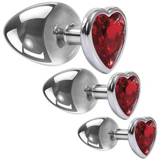 A photo of the 3 Hearts Gem Anal Plug Set - Red