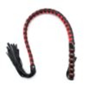 Beaded Black and Red Striped Whip